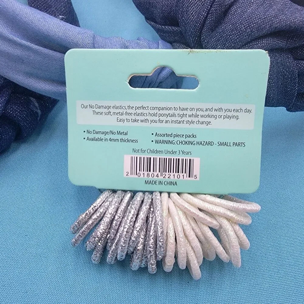 Lot Of 3 Blue Denim Turban Knot Head Band Fabric New W/ Tags Bonus Elastics